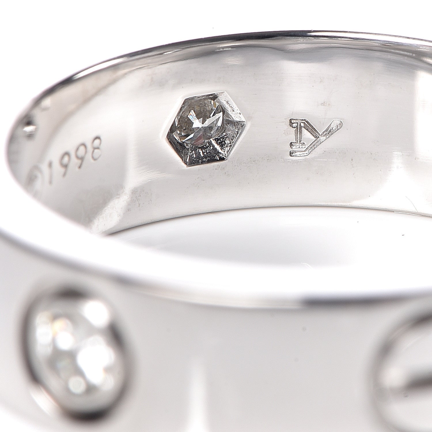 Cartier 18K White Gold 3 Diamond 5.5mm LOVE Ring 52 6 5 of 6