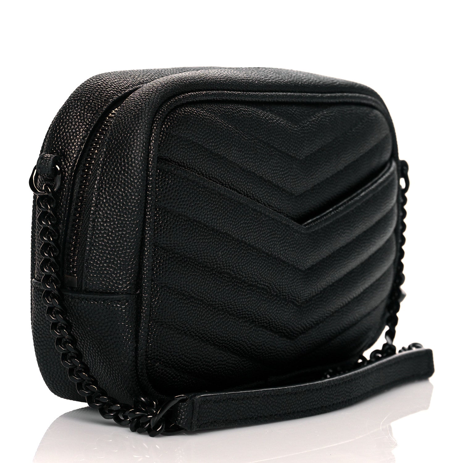 Saint Laurent Grain De Poudre Matelasse Monogram Mini Lou Camera Bag Black 3 of 10