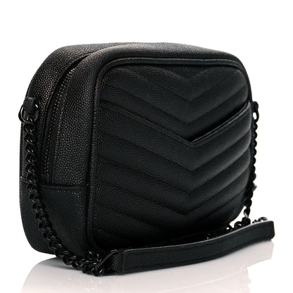 Saint Laurent Grain De Poudre Matelasse Monogram Mini Lou Camera Bag Black 3 of 10