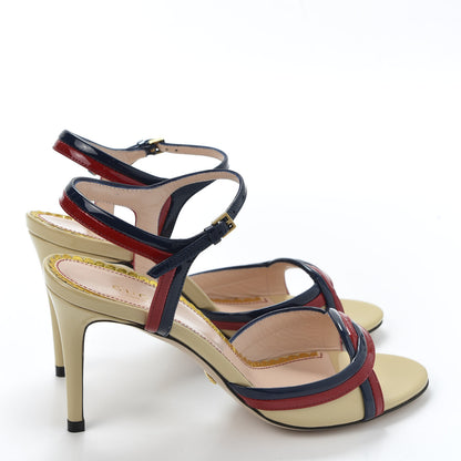 Gucci Patent Millie Ankle Strap Sandals 36.5 Red Blue Agata Sandstorm 4 of 9