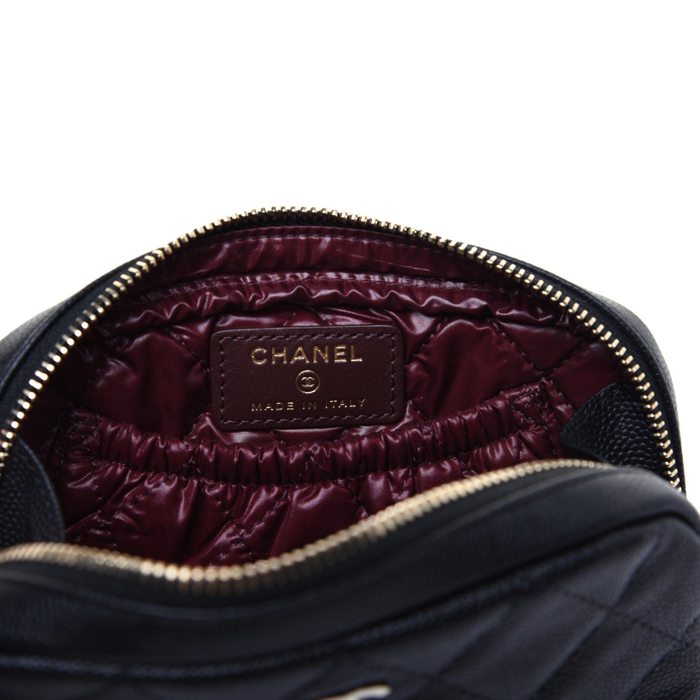 Caviar Quilted Small Curvy Pouch Cosmetic Case Black