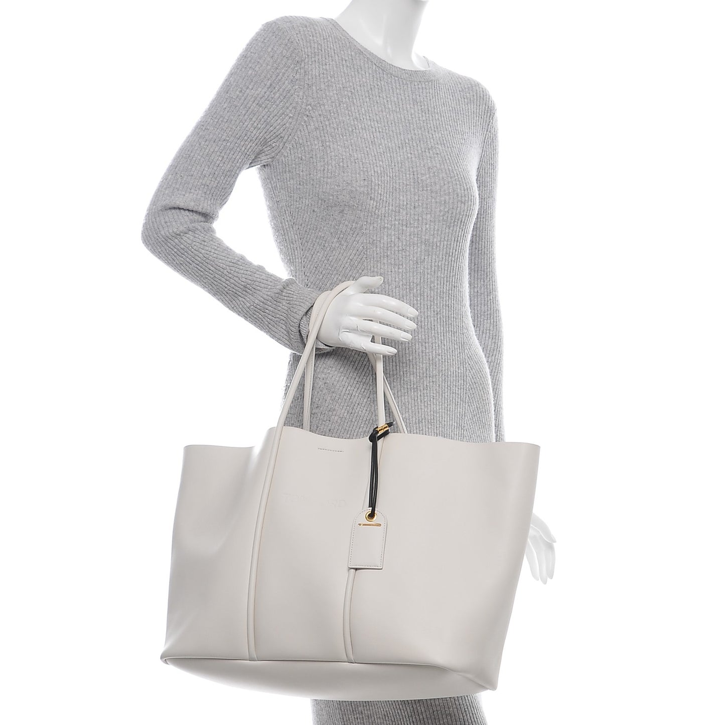 Calfskin Tubo Horizontal Tote Chalk
