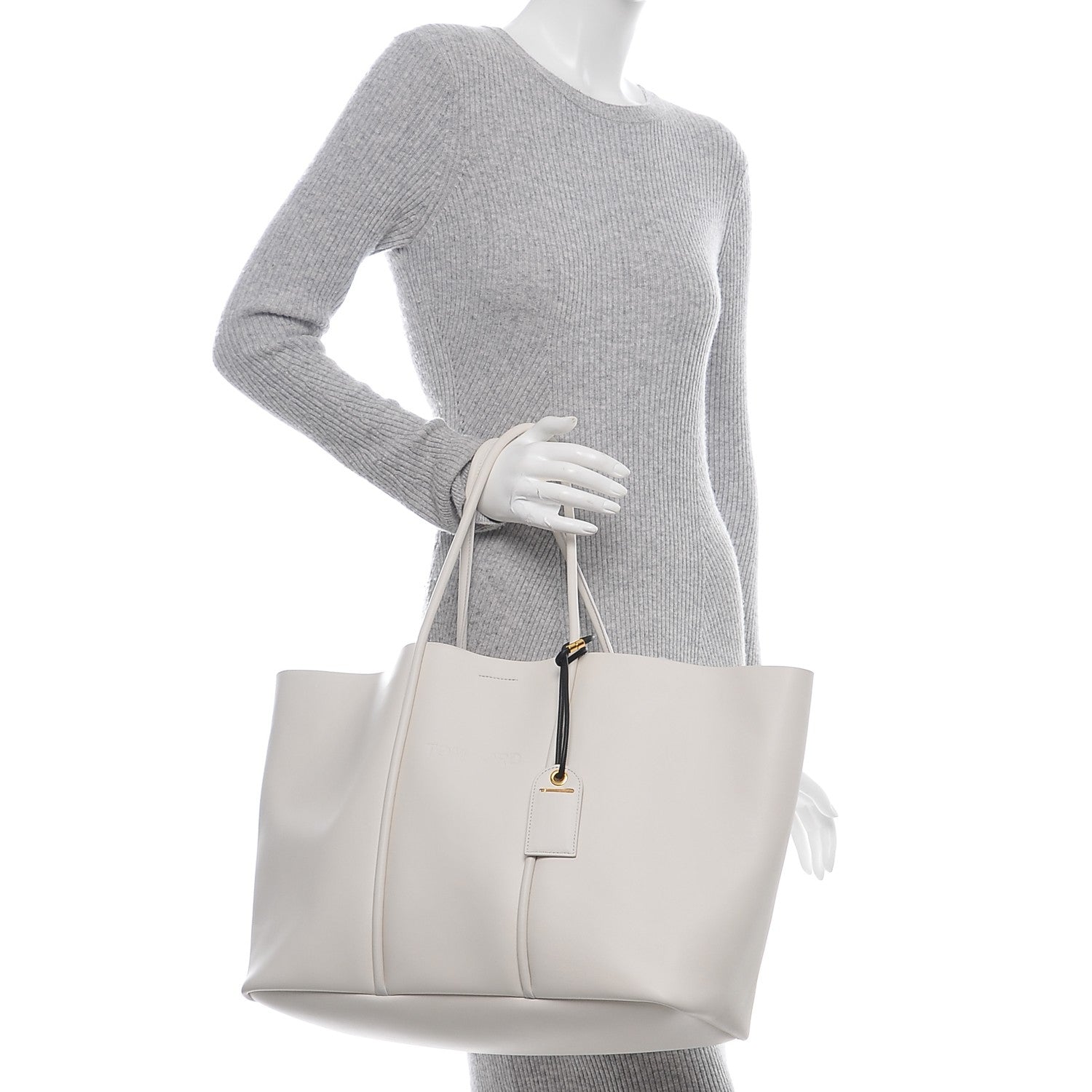Tom Ford Calfskin Tubo Horizontal Tote Chalk 2 of 7