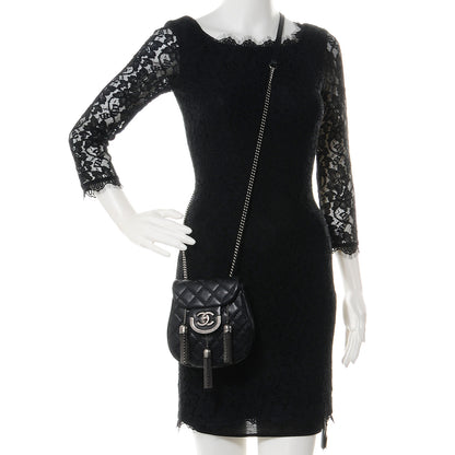 Chanel Calfskin Quilted Coco Sporran Small Tassel Flap Black 2 of 9