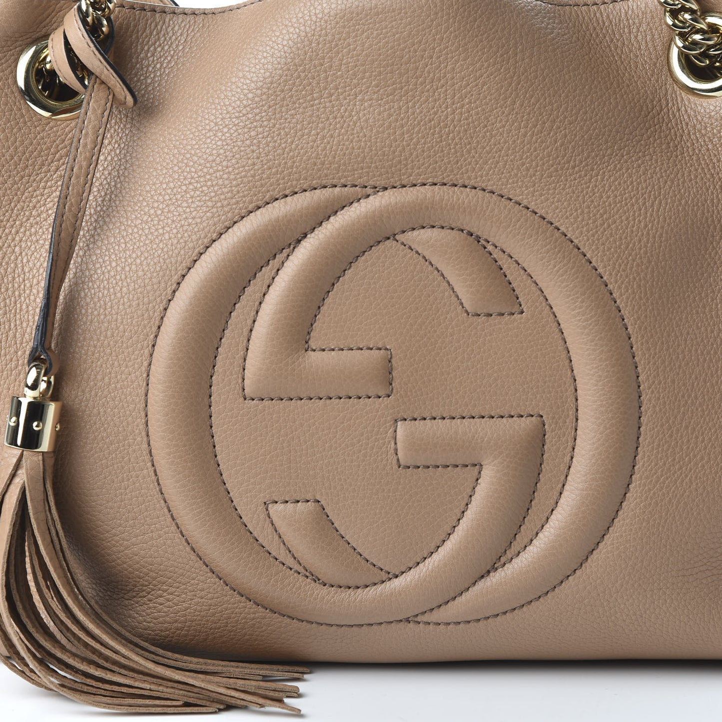 Pebbled Calfskin Medium Soho Chain Shoulder Bag Rose Beige