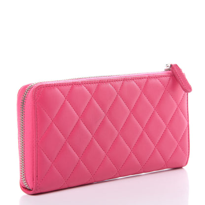 Chanel Lambskin Quilted Zip Around Wallet Fuchsia 3 of 8