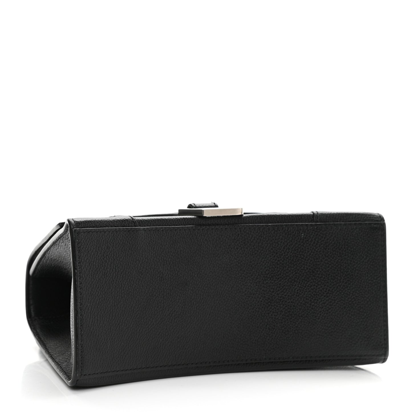 Grained Calfskin Small Hourglass Top Handle Bag Black