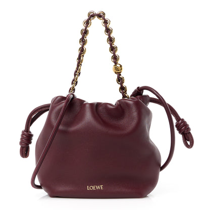 Loewe Mellow Nappa Lambskin Mini Flamenco Knot Clutch With Chain Dark Burgundy 1 of 10
