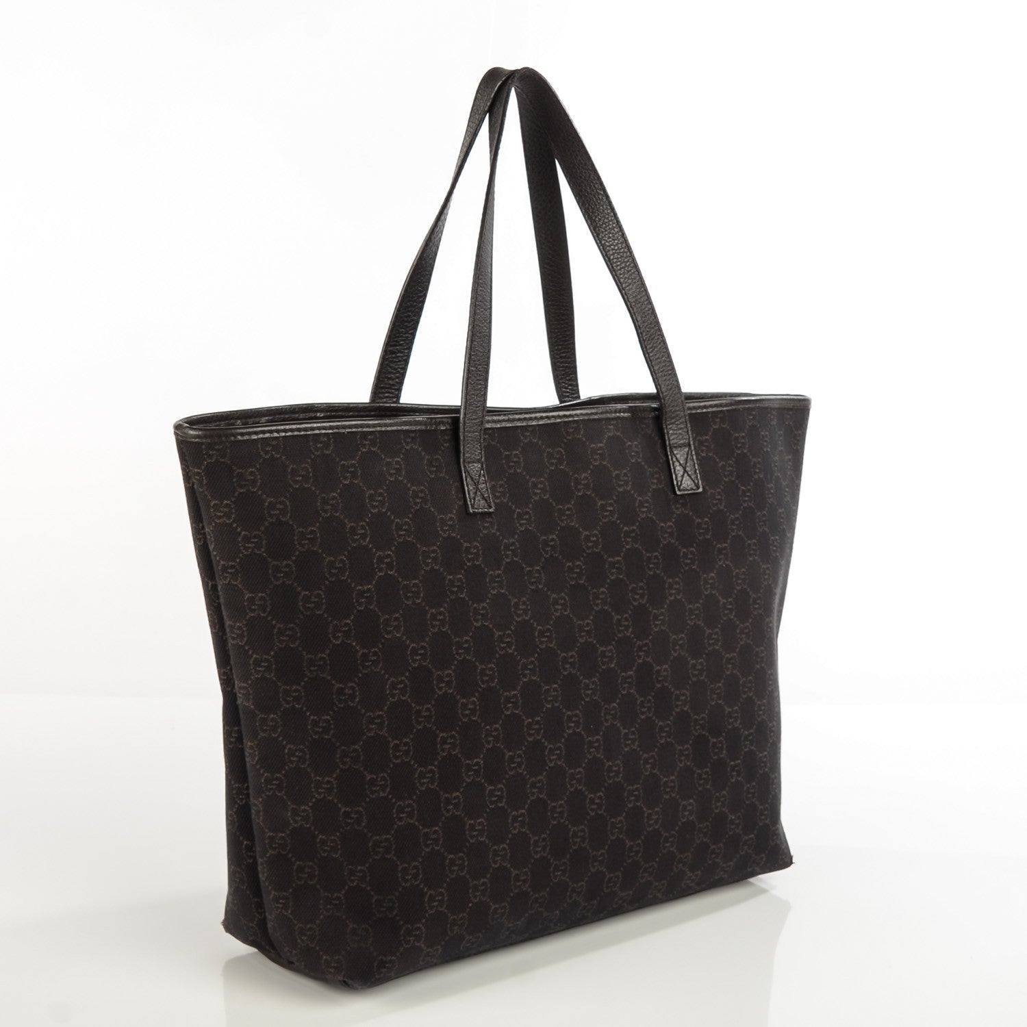 Gucci Monogram Denim Large Tote Brown 3 of 8