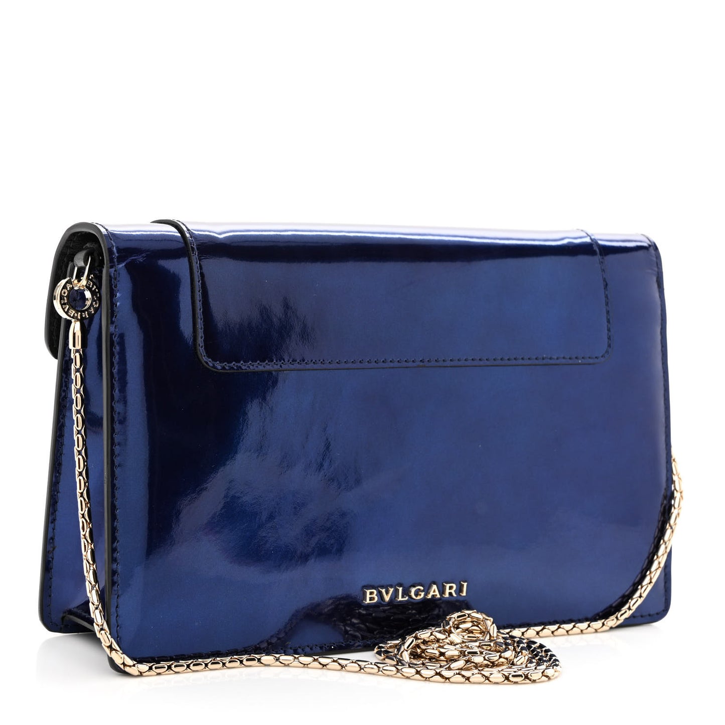 Metallic Serpenti Forever Chain Wallet Dark Blue