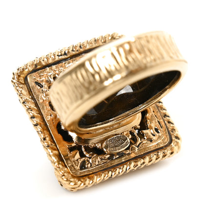 Chanel Enamel Gripoix CC Ring 52 6 Gold Burgundy 4 of 5