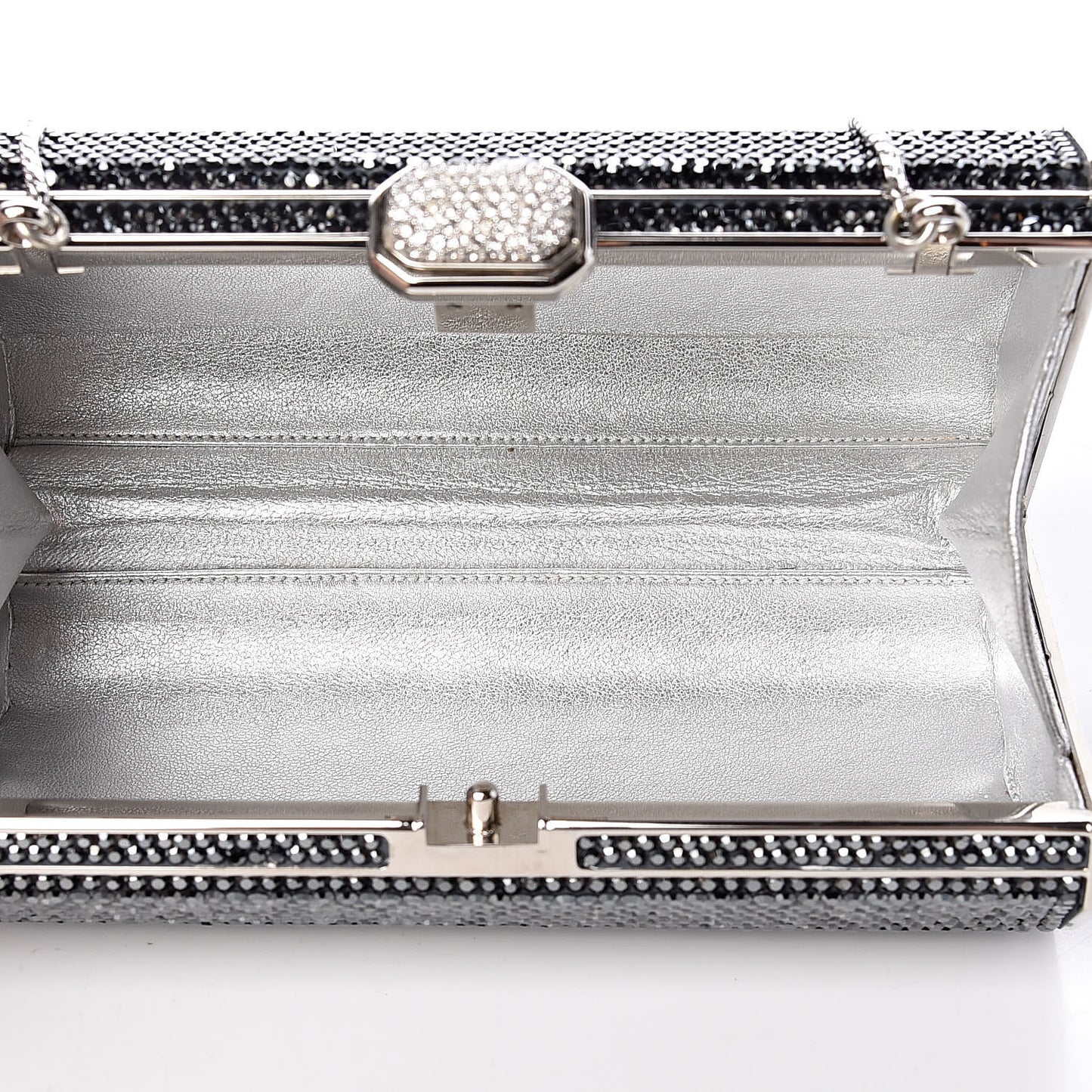 Swarovski Crystal Minaudiere Clutch Silver