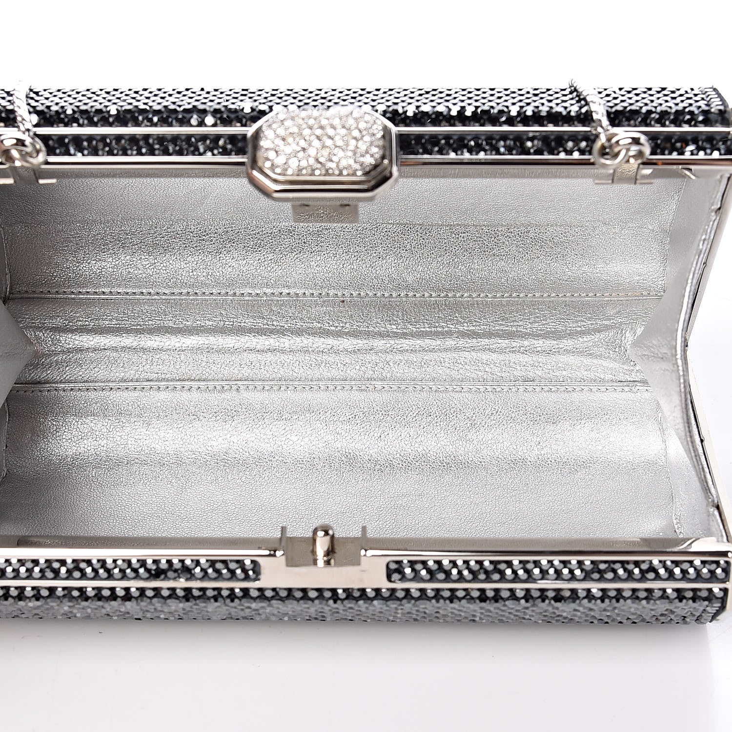 Judith Leiber Swarovski Crystal Minaudiere Clutch Silver 6 of 10