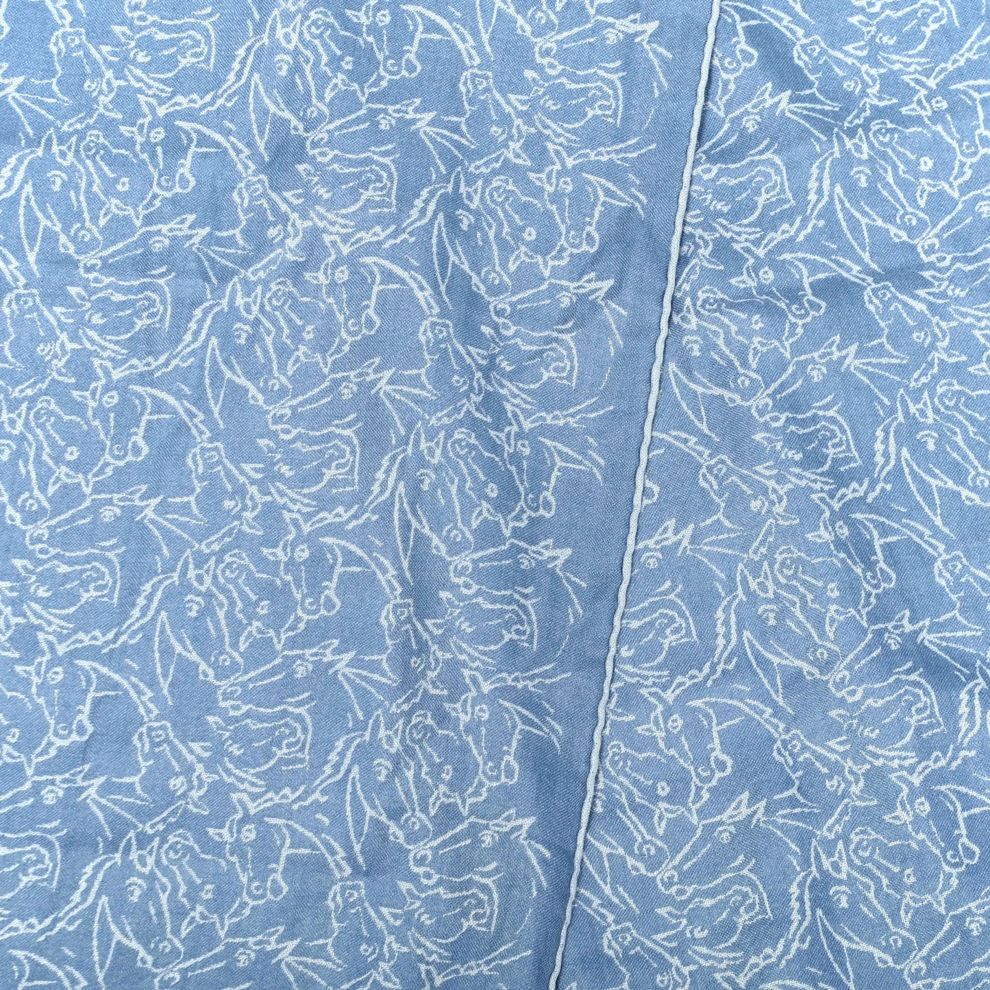 Cashmere Silk Reversible Horses Muffler Blue
