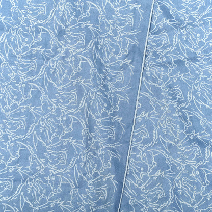 Hermes Cashmere Silk Reversible Horses Muffler Blue 5 of 5