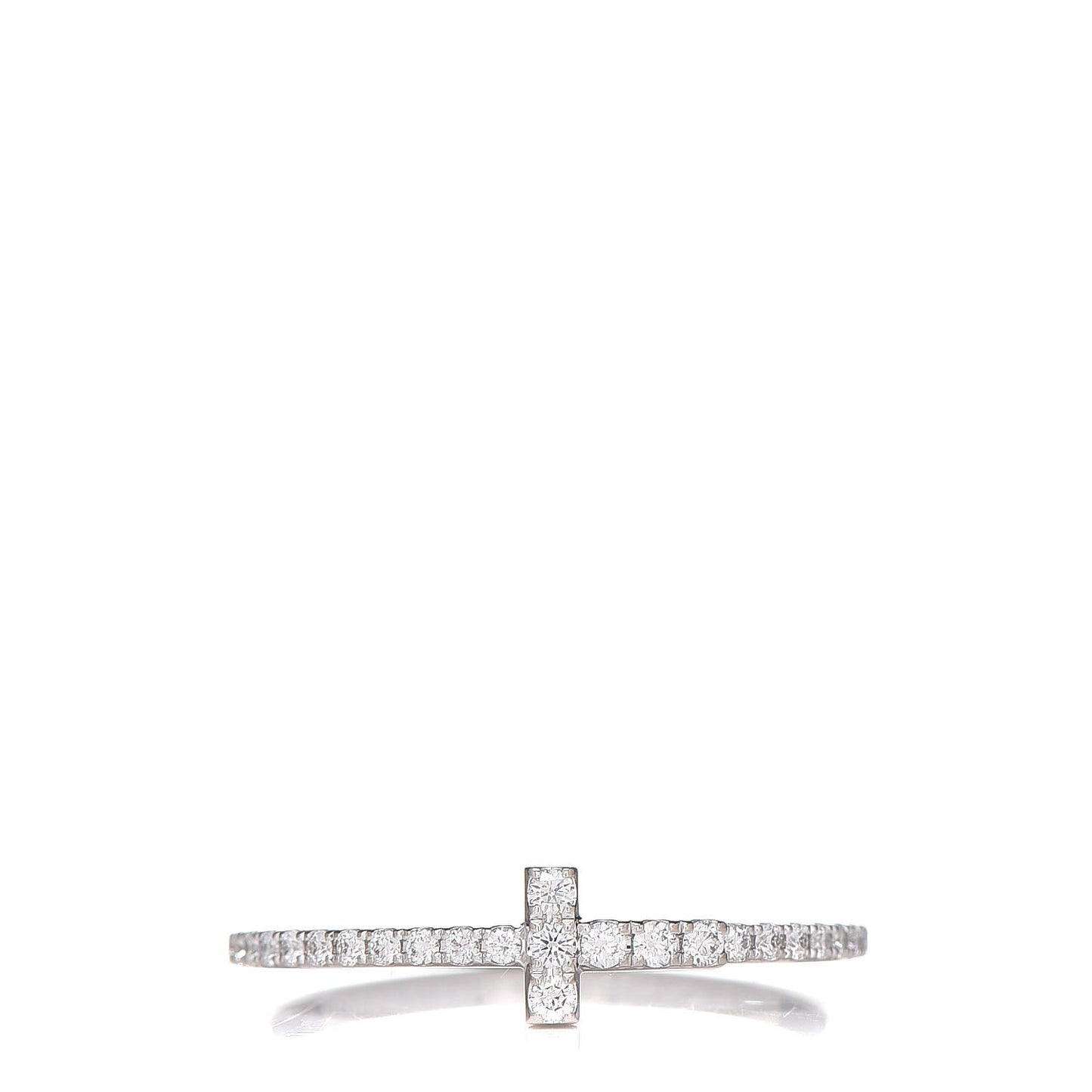 18K White Gold Diamond T Wire Pave Ring 52 6