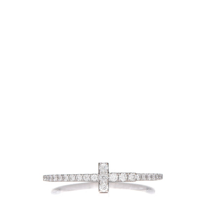 Tiffany 18K White Gold Diamond T Wire Pave Ring 52 6 1 of 8