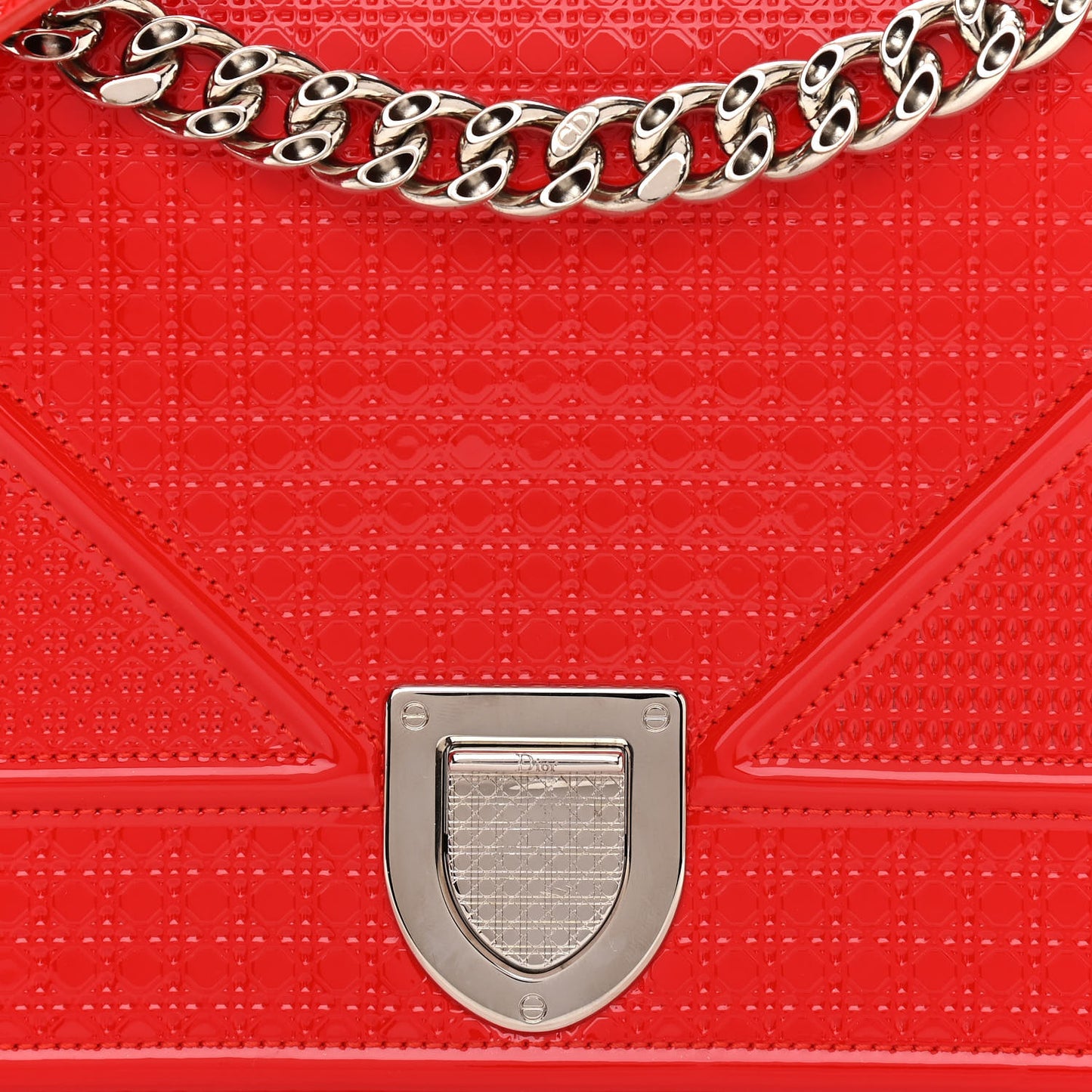 Patent Micro-Cannage Medium Diorama Flap Bag Red
