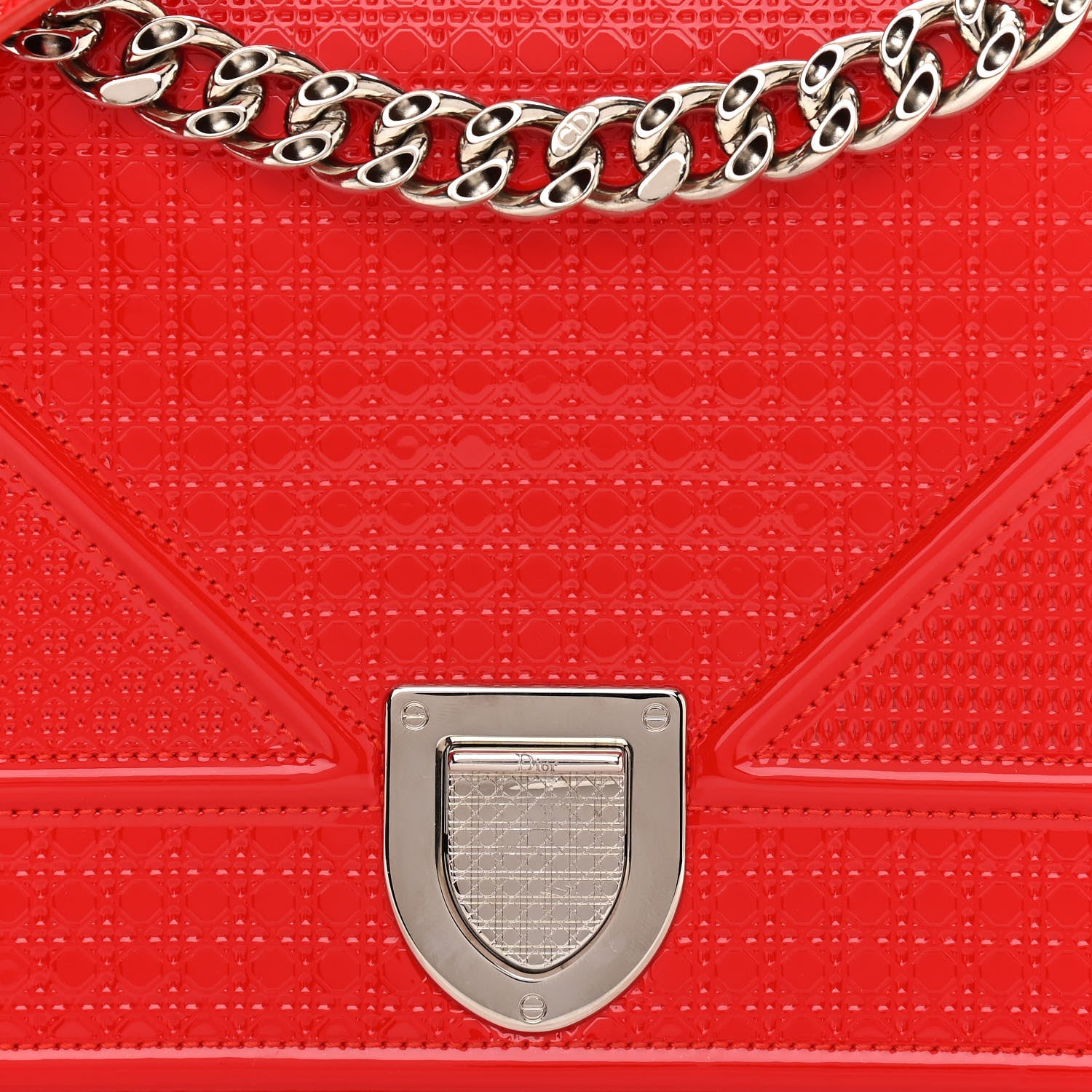 Christian Dior Patent Micro-Cannage Medium Diorama Flap Bag Red 8 of 10