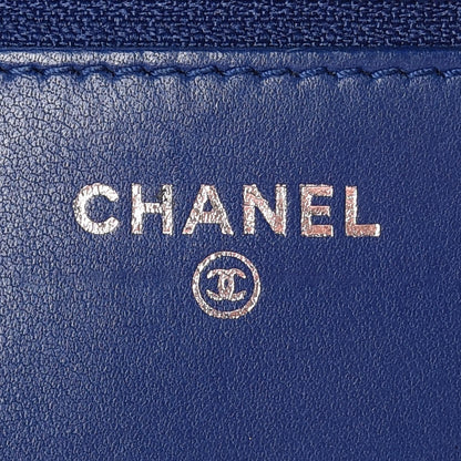 Chanel Lizard Boy Wallet on Chain WOC Blue 8 of 15