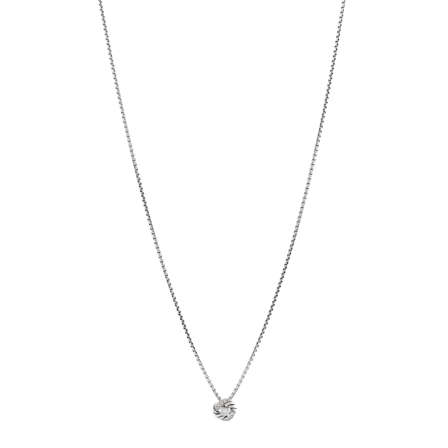 David Yurman Sterling Silver Diamond 8mm Petite Infinity Pendant Necklace 1 of 5