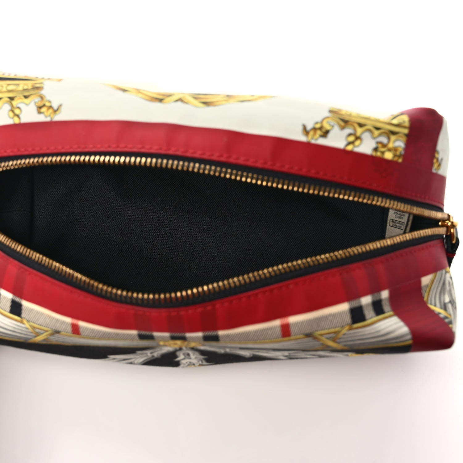 Burberry Canvas Vintage Check Printed Silk Washbag Dark Forest Green Burgundy 5 of 8