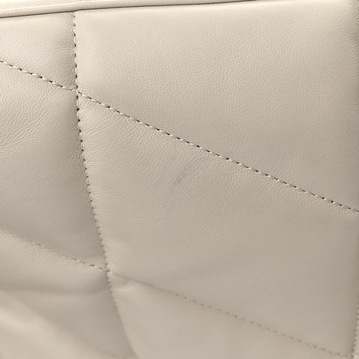Lambskin Quilted Medium Loulou Puffer Monogram Chain Satchel Blanc Vintage