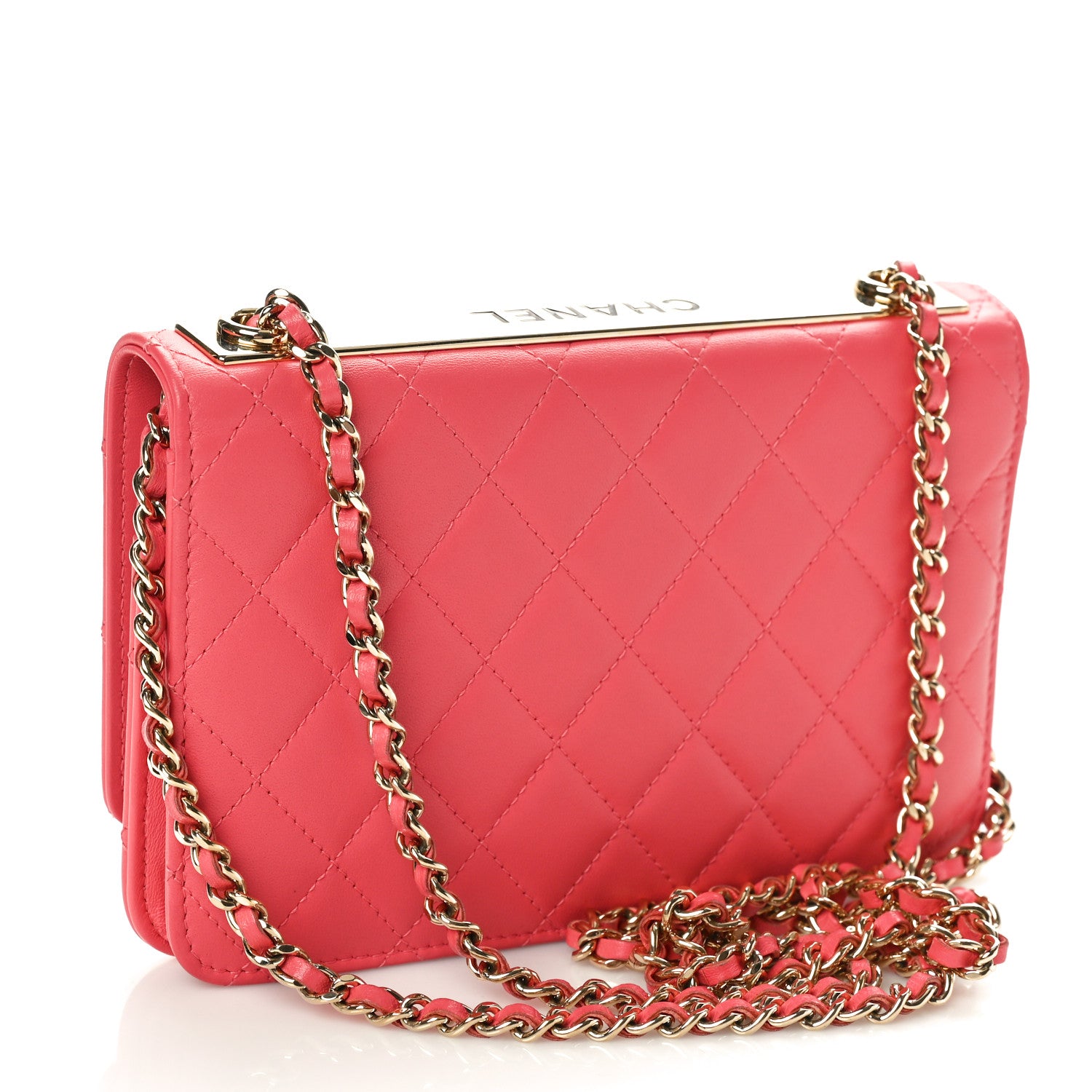 Chanel Lambskin Quilted Trendy CC Wallet On Chain WOC Pink 3 of 10