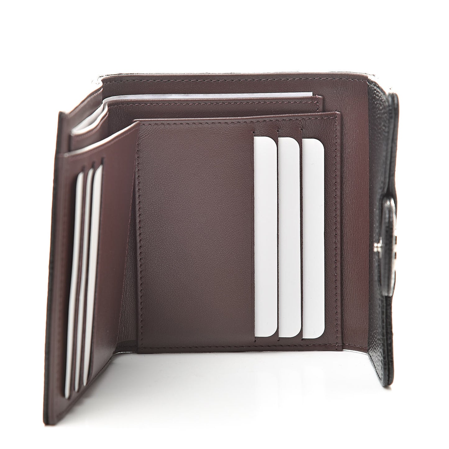 Caviar Quilted Compact Flap Wallet Black