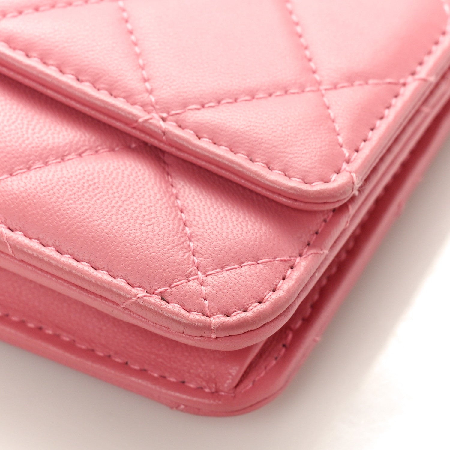 Chanel Lambskin Quilted Wallet On Chain WOC Pink 9 of 10