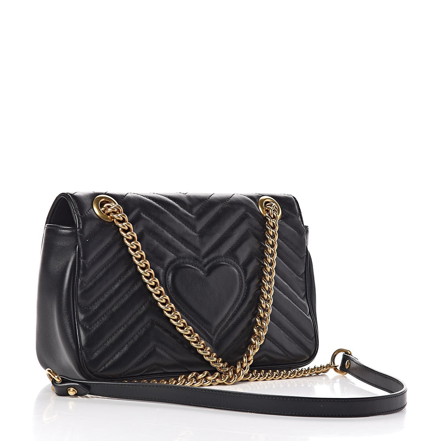 Calfskin Matelasse Small GG Marmont Shoulder Bag Black