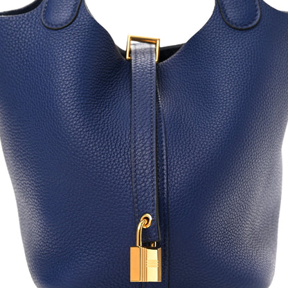 Hermes Taurillon Clemence Picotin Lock 18 PM Bleu Saphir 8 of 11