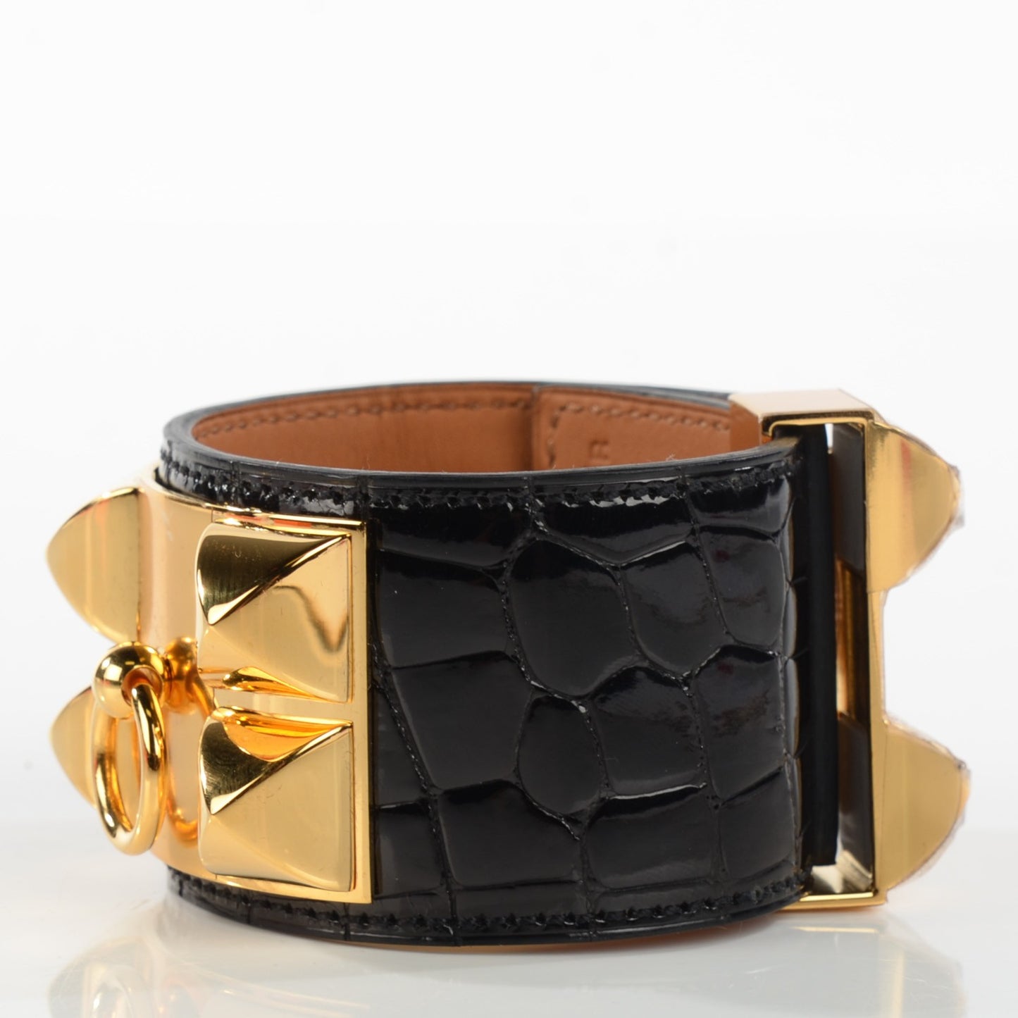 Shiny Alligator Collier De Chien CDC Bracelet S Black