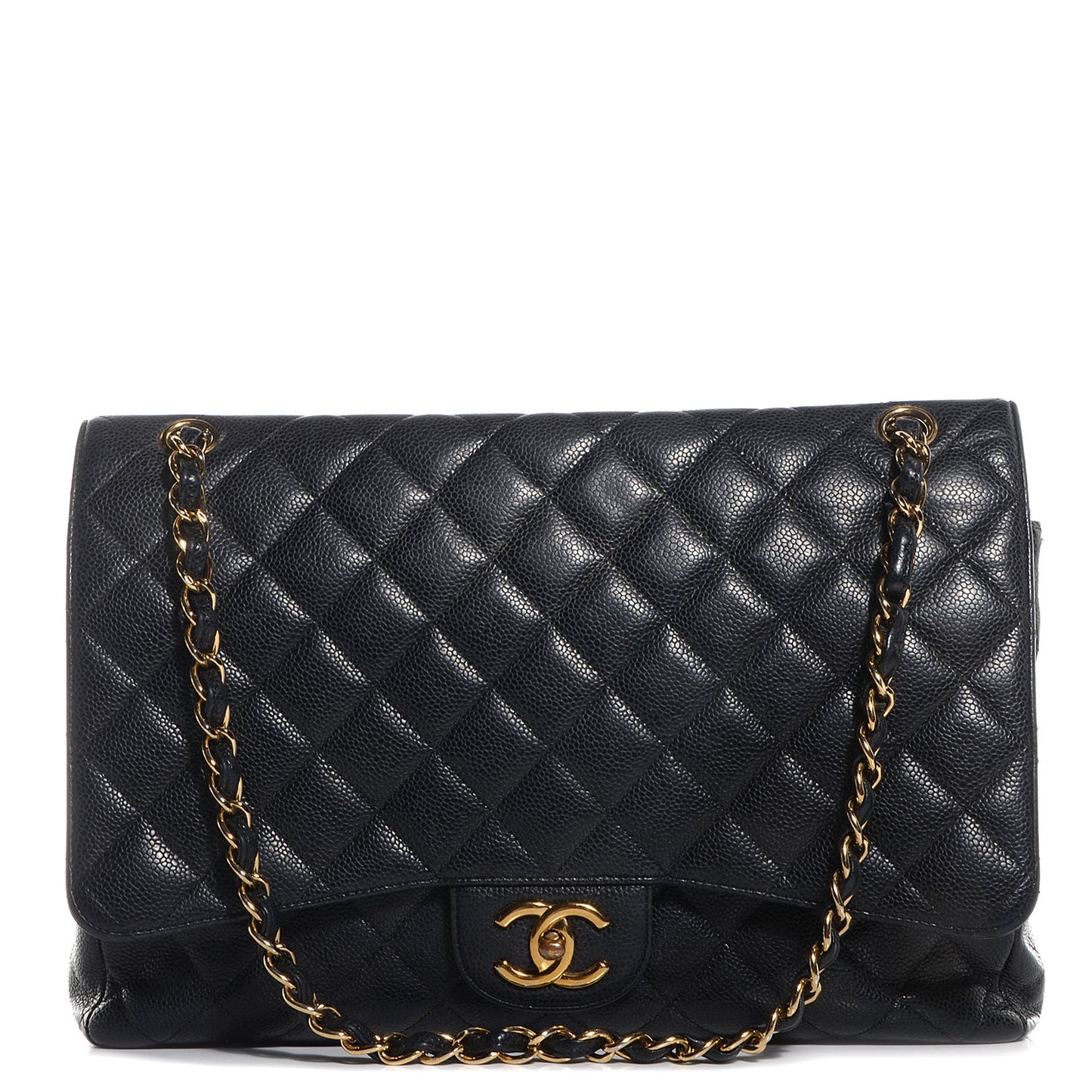 Caviar Quilted Maxi Double Flap Black