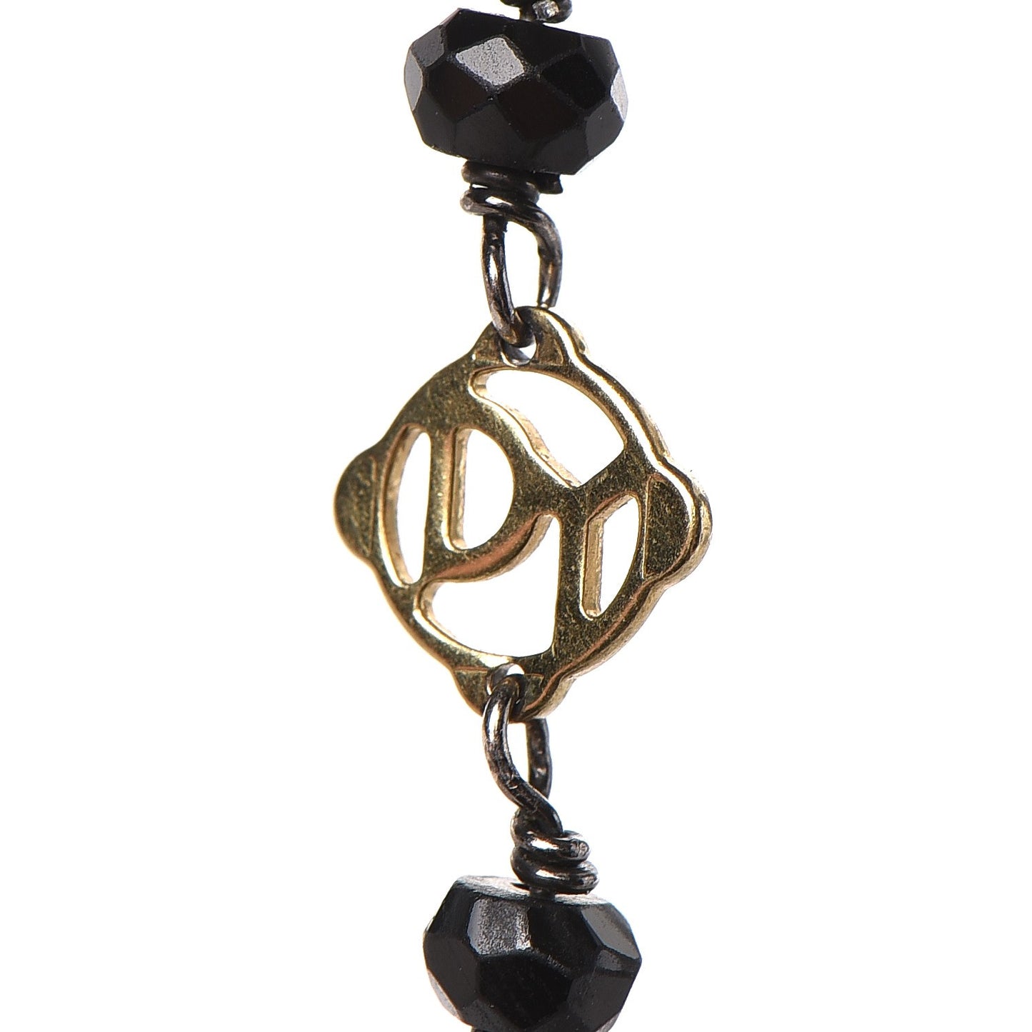 Sterling Silver 18K Yellow Gold Hematine Black Onyx Rubelite Bijoux Necklace