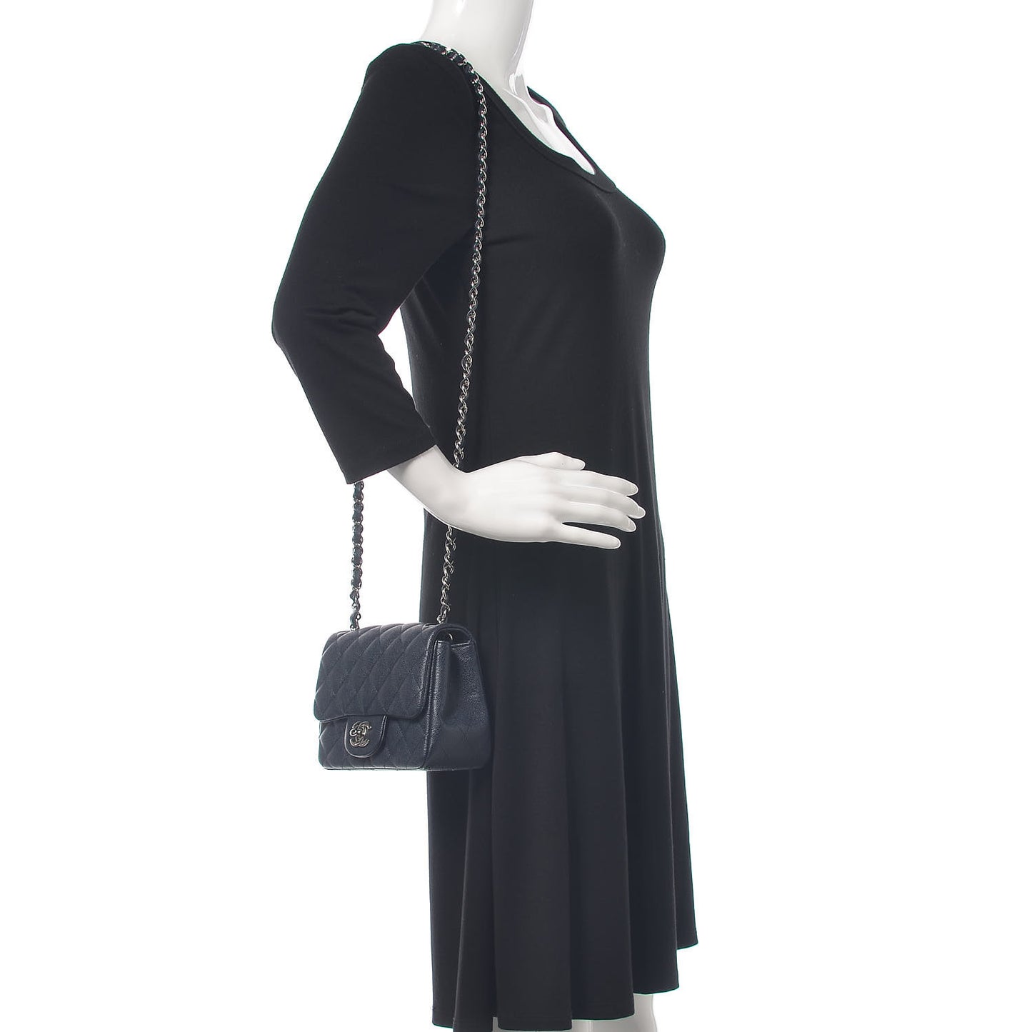 Caviar Quilted Mini Square Flap Navy