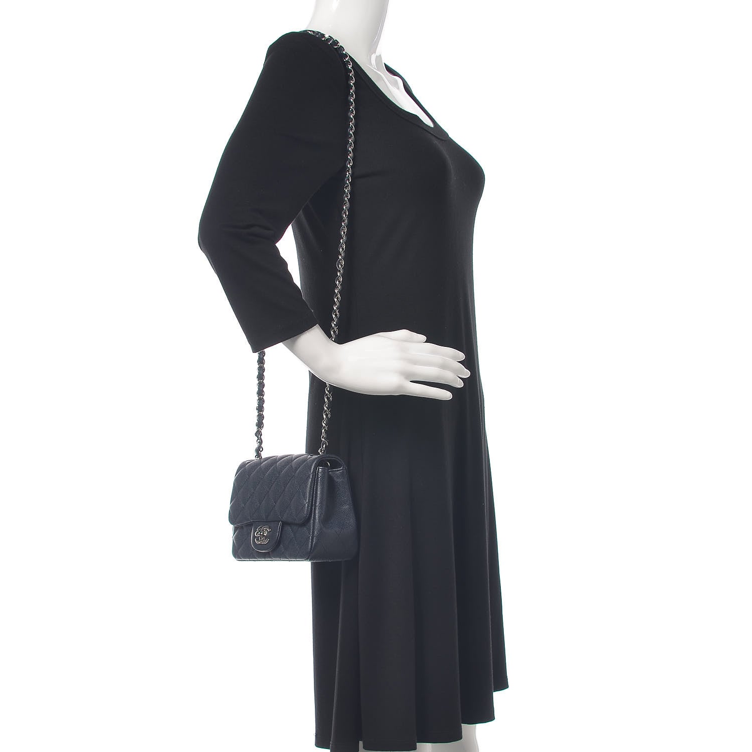 Chanel Caviar Quilted Mini Square Flap Navy 2 of 9