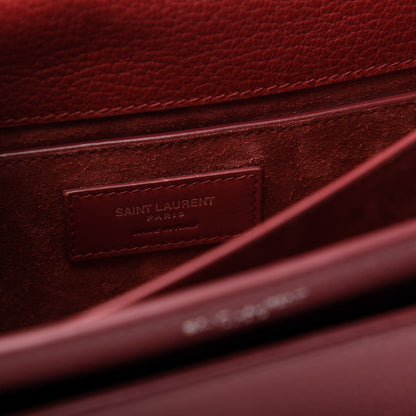 Saint Laurent Grained Calfskin Medium Monogram Sunset Satchel Red 8 of 10