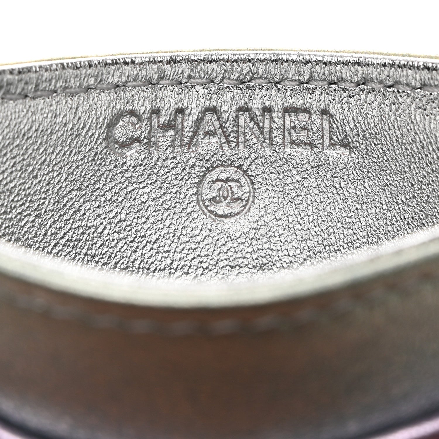 Chanel Gradient Metallic Calfskin Quilted Card Holder Silver Blue Yellow Purple 6 of 9
