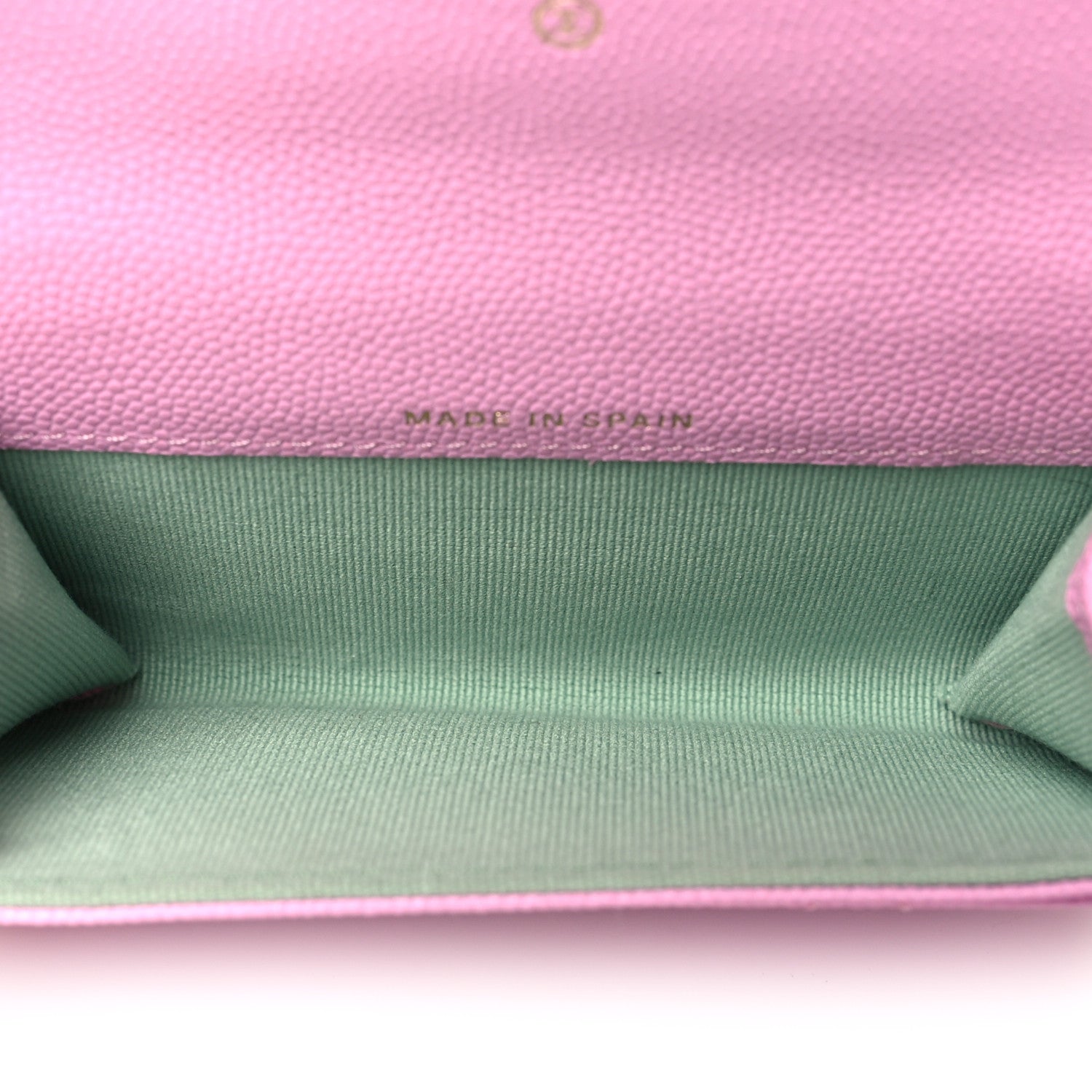 Chanel Caviar Metal Perforated Quilted CC Flap Card Holder Pink Green 5 of 10