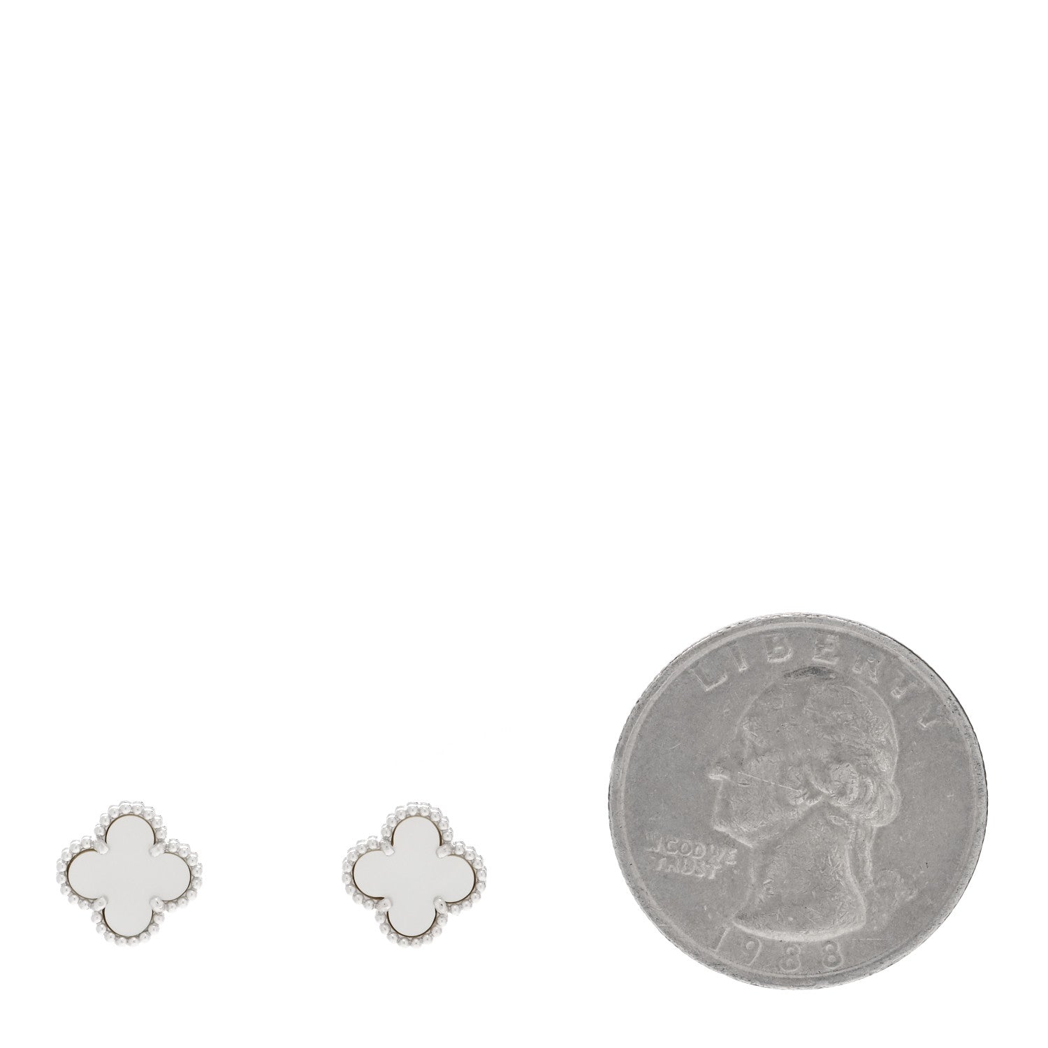 Van Cleef & Arpels 18K White Gold Mother of Pearl Sweet Alhambra Earrings 2 of 5
