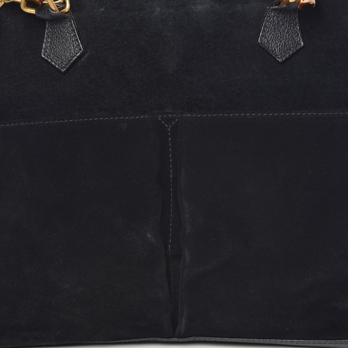 Suede Bamboo Top Handle Bag Black