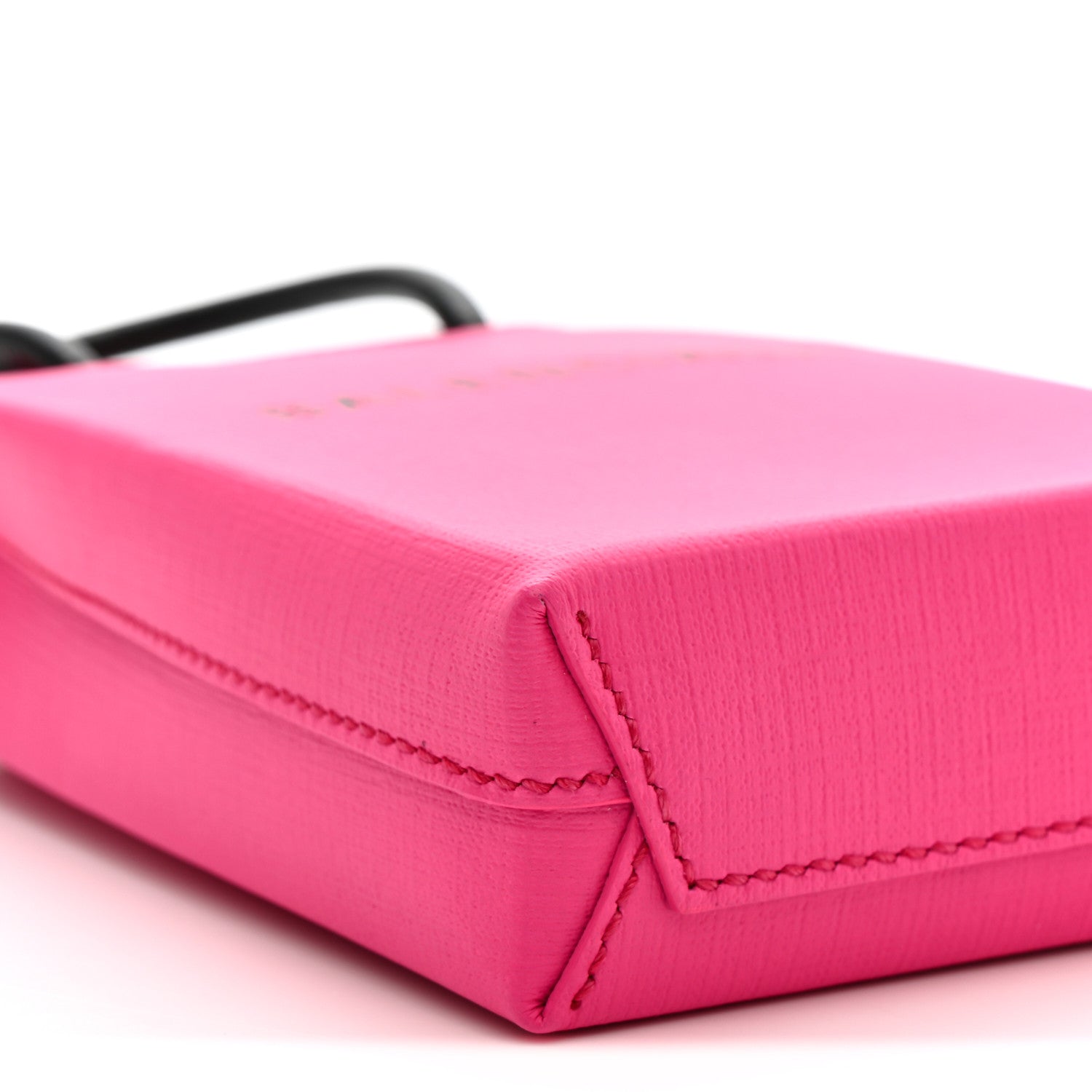 Balenciaga Squared Calfskin Logo Shopping Phone Holder Bag Acid