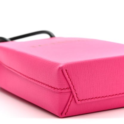 Balenciaga Squared Calfskin Logo Shopping Phone Holder Bag Acid Fuchsia 9 of 10