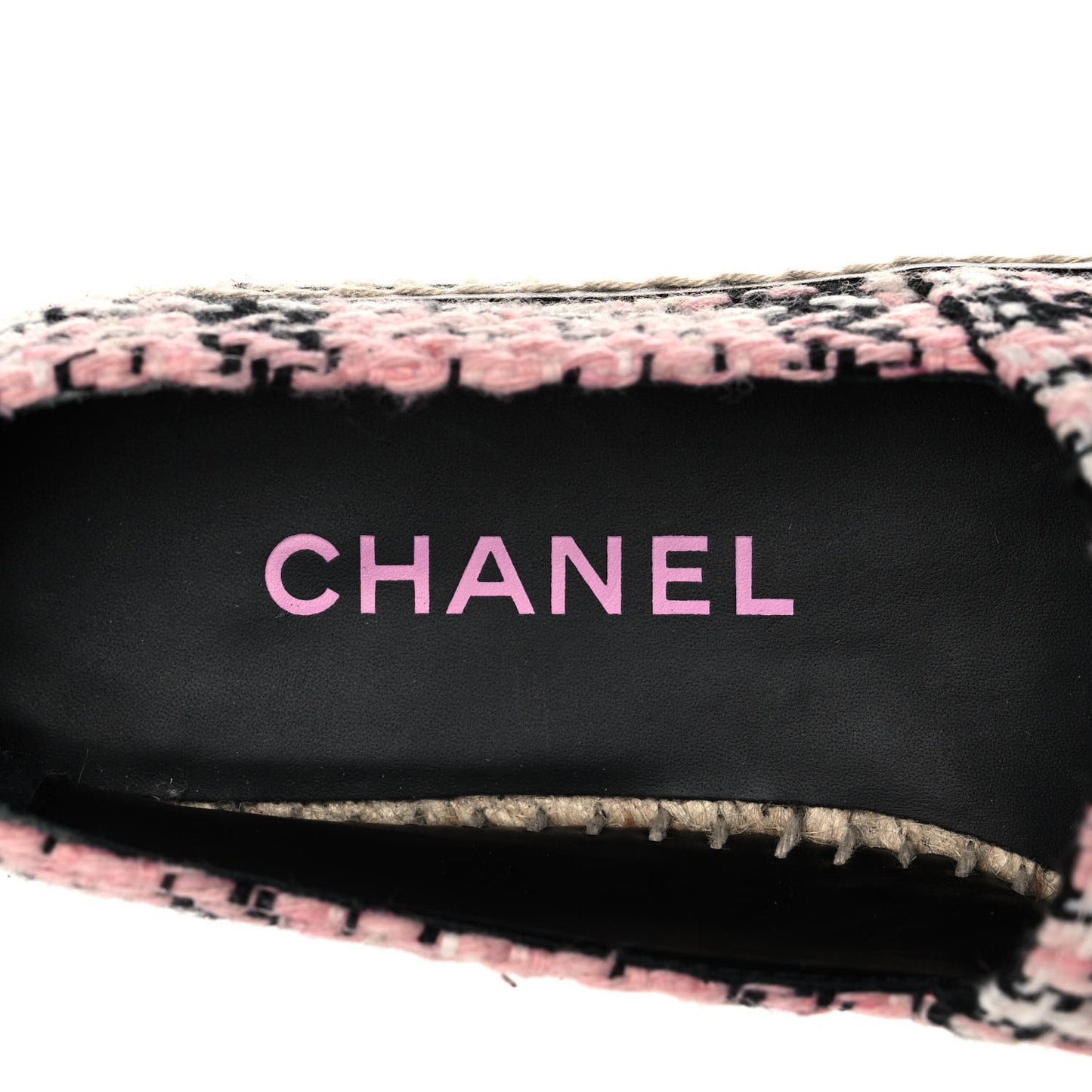 Tweed Lambskin CC Espadrilles 36 Pink Black
