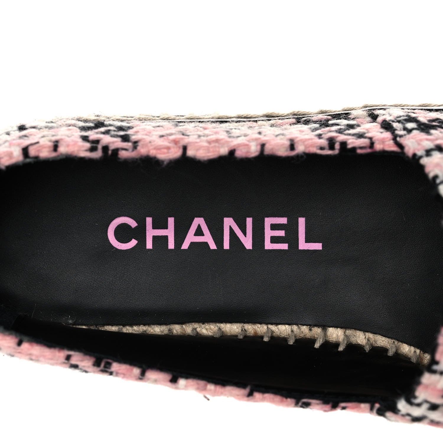 Chanel Tweed Lambskin CC Espadrilles 36 Pink Black 8 of 10