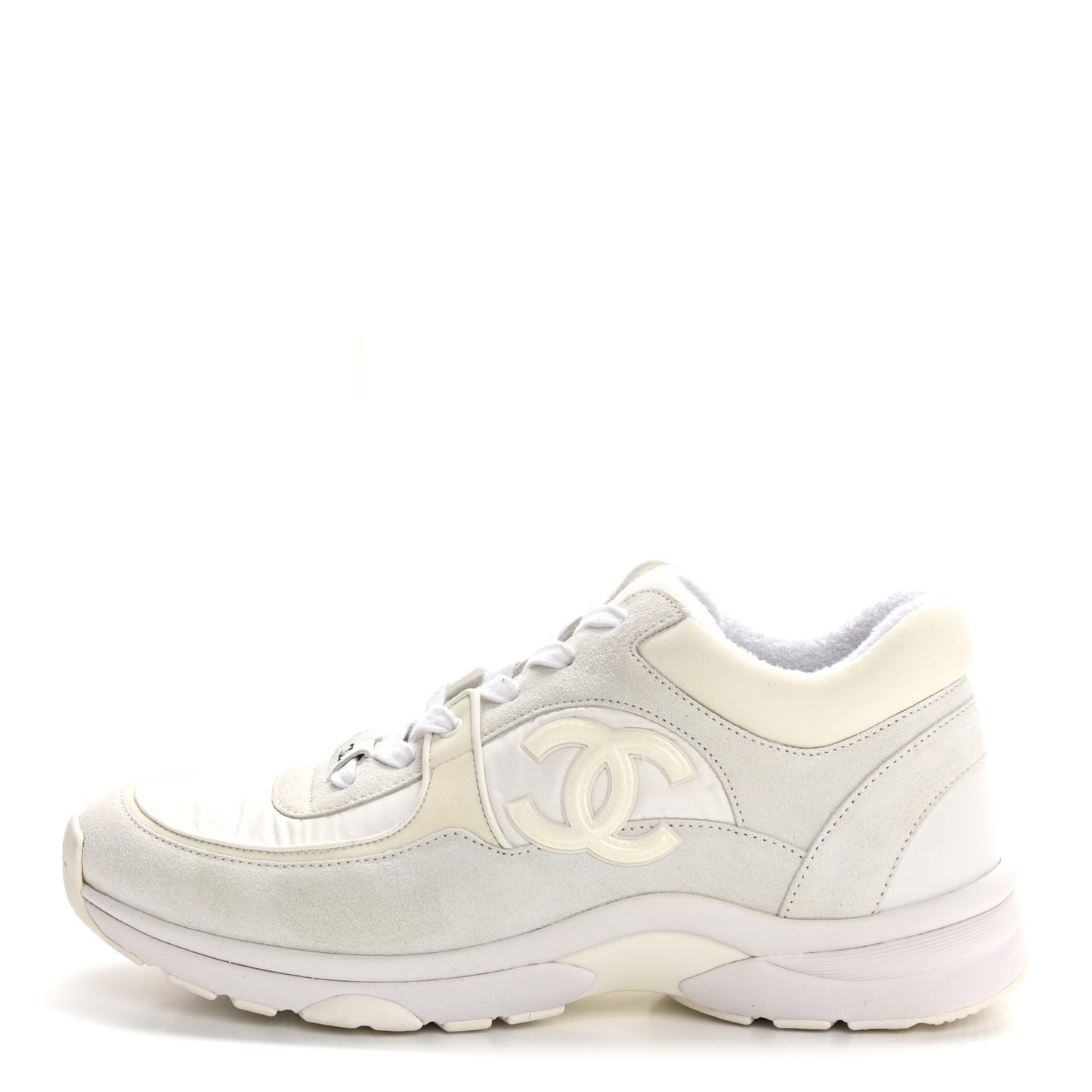 Suede Calfskin Fabric CC Sneakers 38.5 White