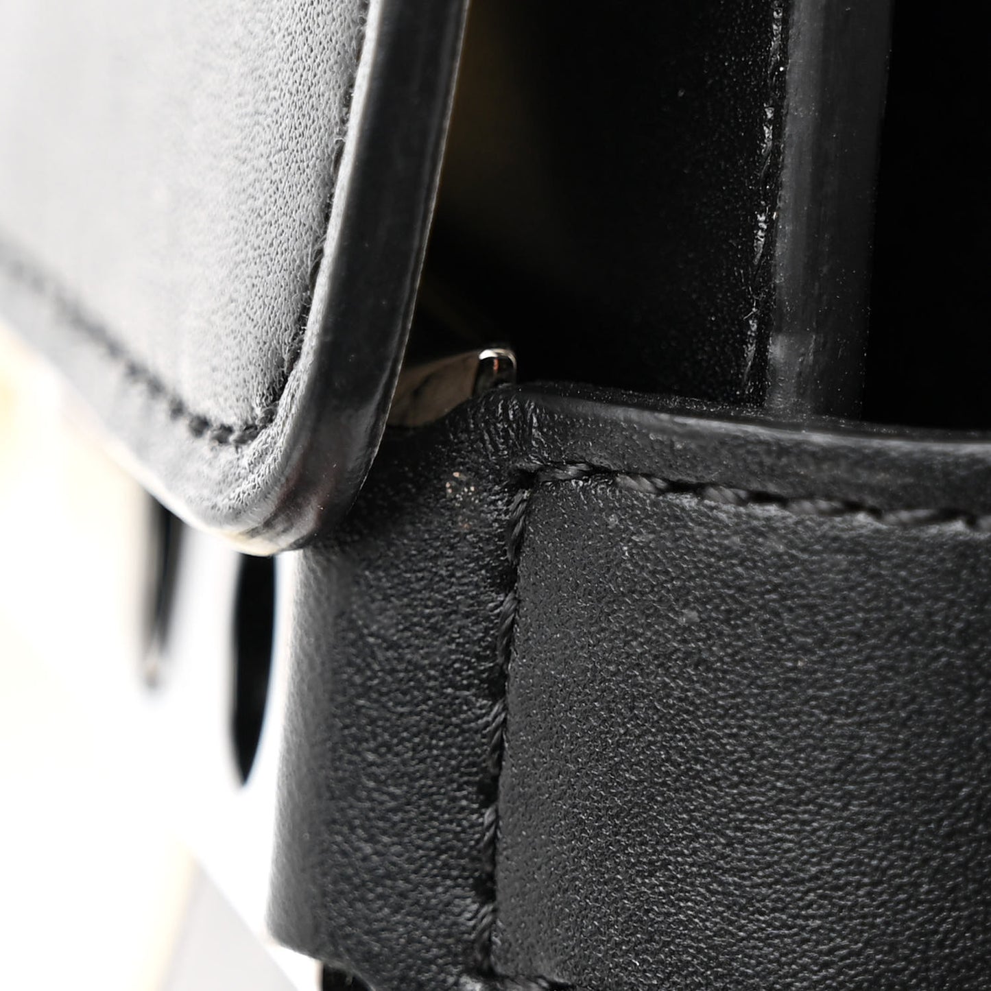 Calfskin Patent Calfskin GM Tempete Satchel Black White