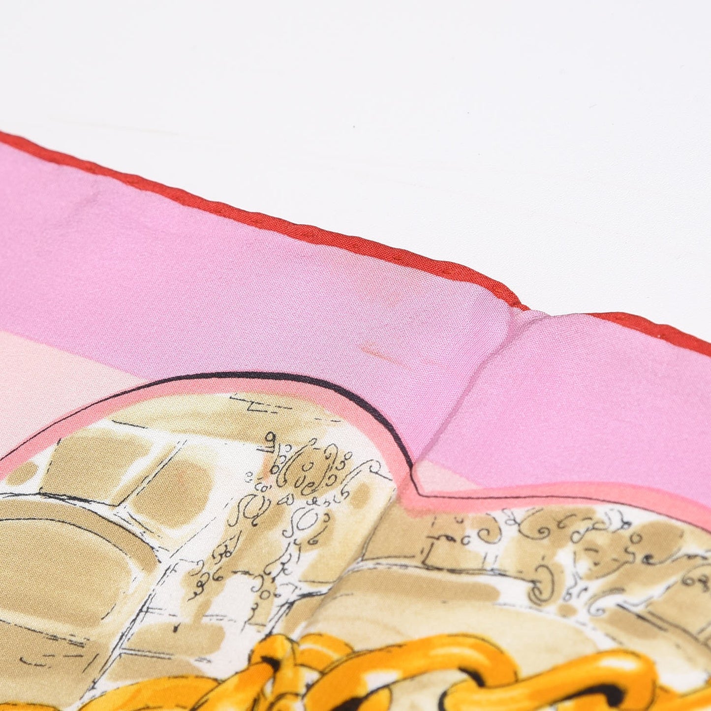 Silk CC Heart Square Scarf Pink