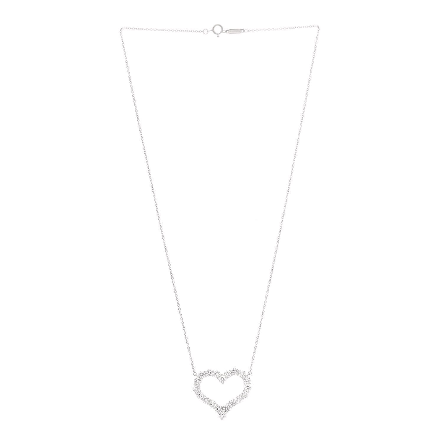 Tiffany Platinum Diamond 1.96ctw Heart Pendant Necklace 3 of 6